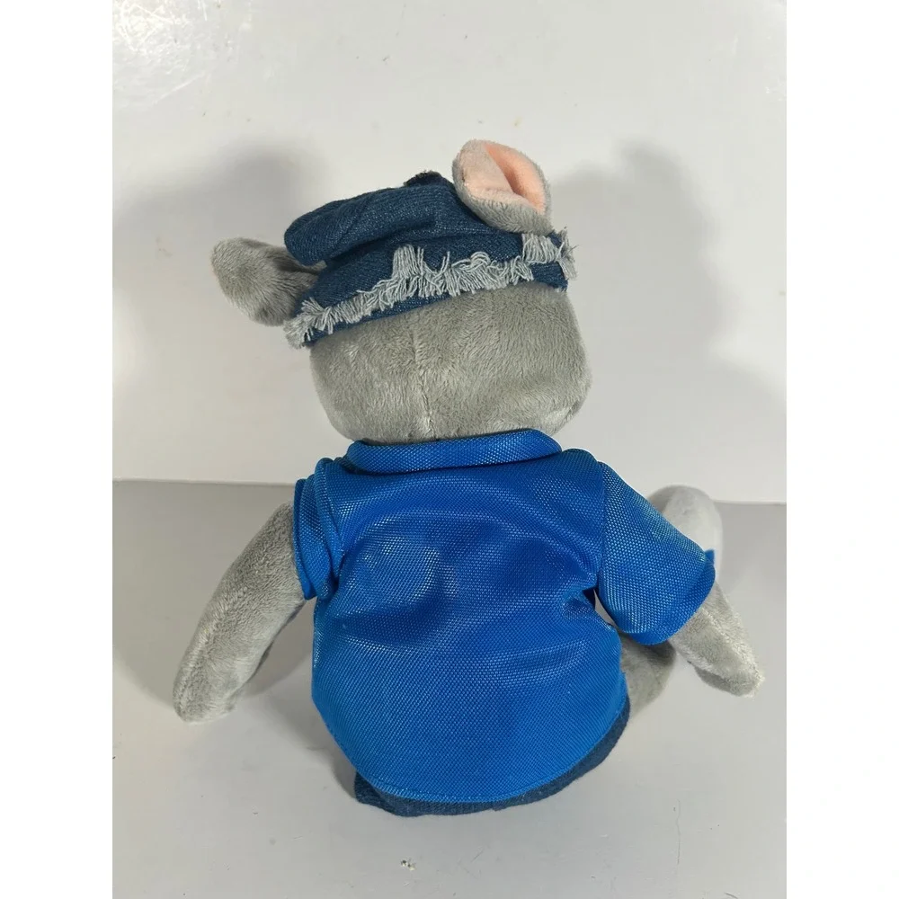 Chuck E Cheese Plush 2008 Mascot Mouse Blue Jersey Denim Hat 12 Inch Stuffed Toy